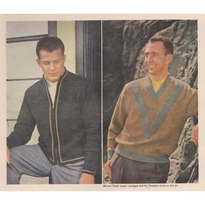Vintage 1960 Jantzen Sweater Frank Gifford Bob Cousy Chain Mail Knit Print Ad